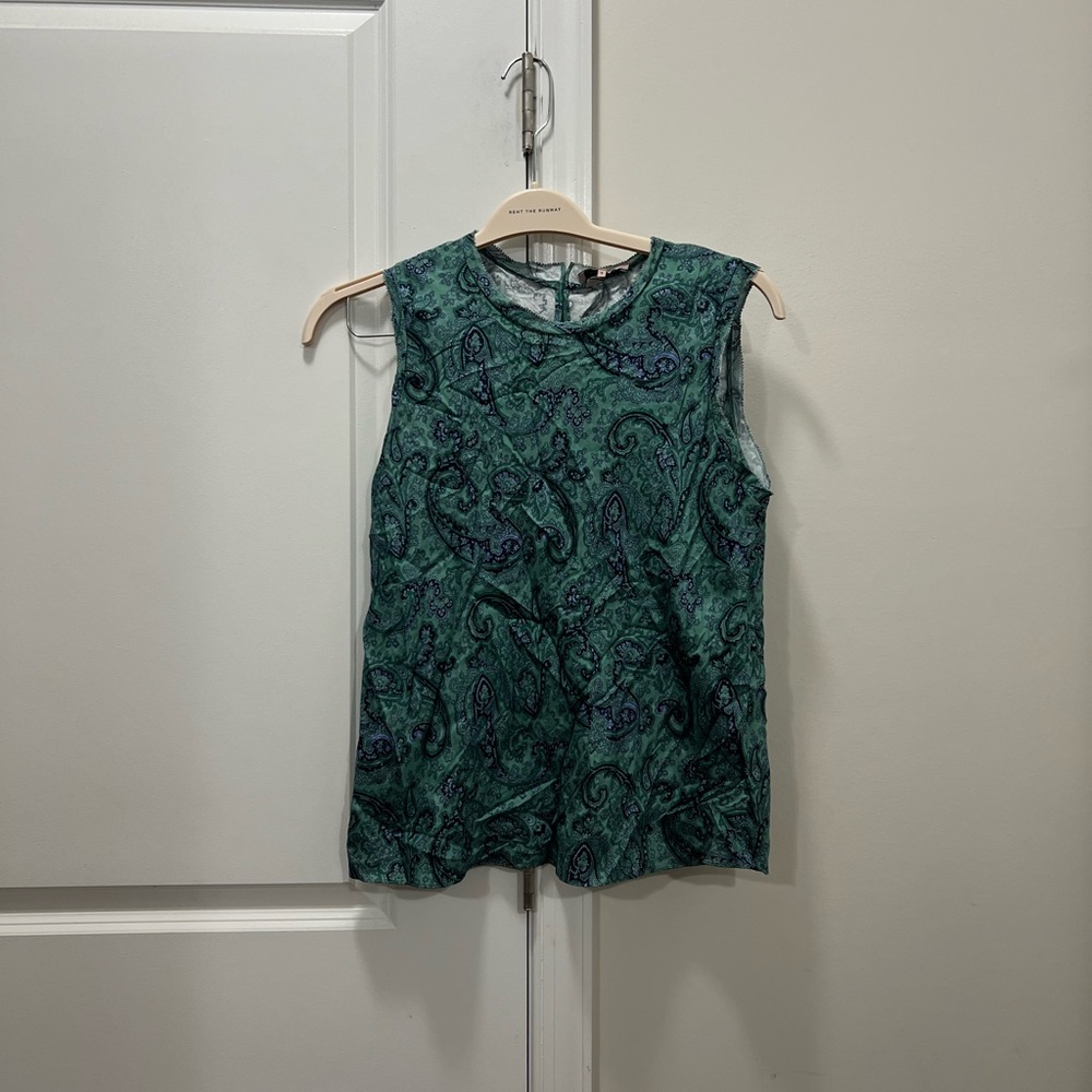 Rebecca Taylor Tailored Jade Combo Margaux Paisley Sleeveless Top Size 6 US $250 - Picture 2 of 6